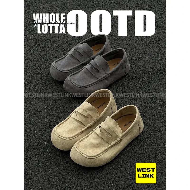 【双12好物】WesTlinK老钱风勃肯鞋男款流光风方头慵懒风软底豆豆鞋