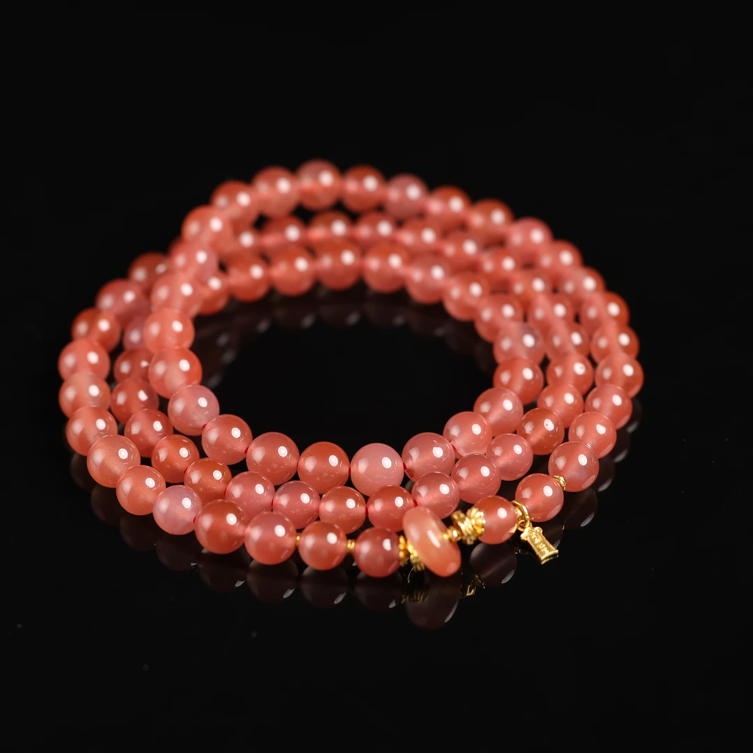 本真 | 一团和气 | 严选精品天然原矿南红保山冰红6mm+项链