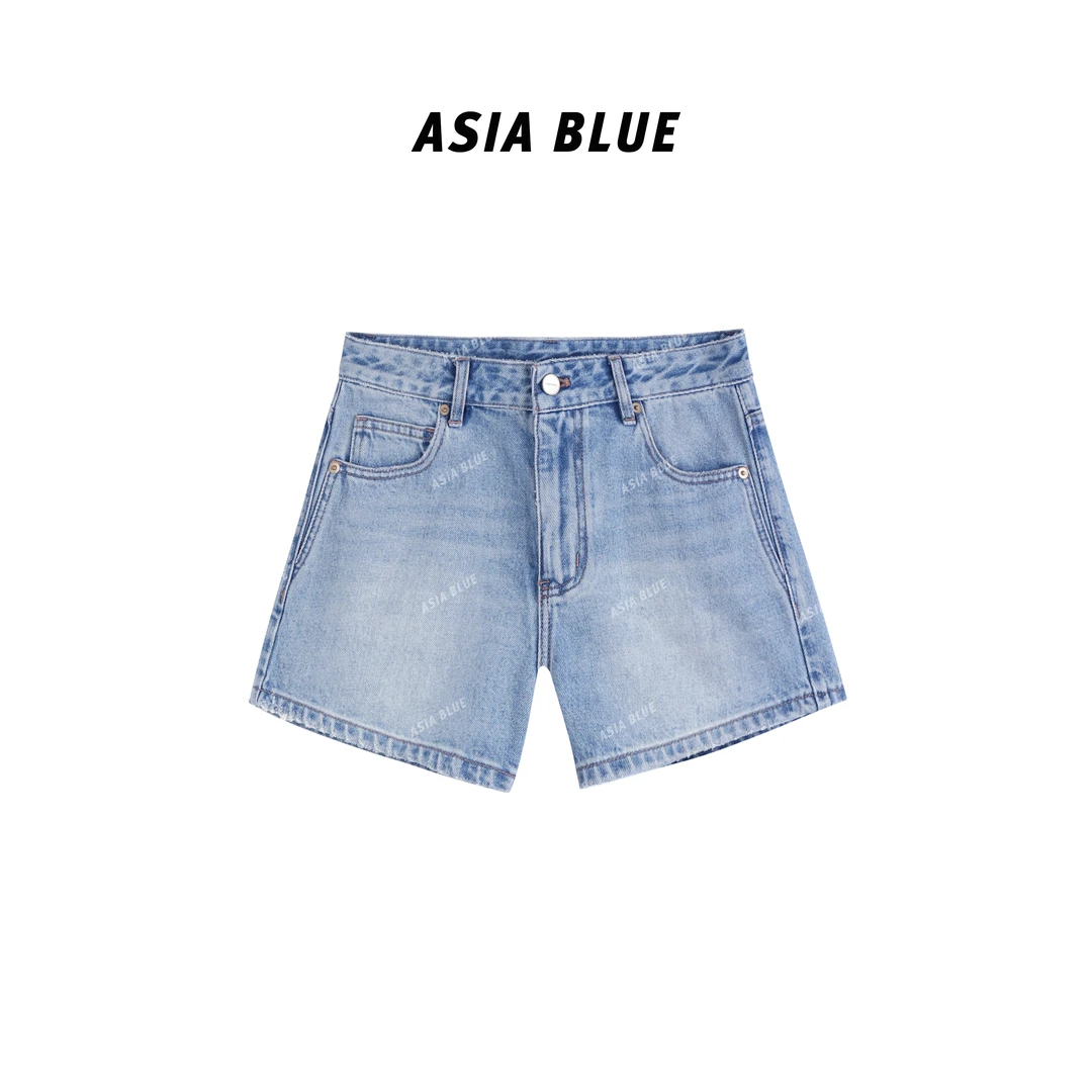 【ASIA BLUE】无弹通勤休闲直筒牛仔短裤AB5373