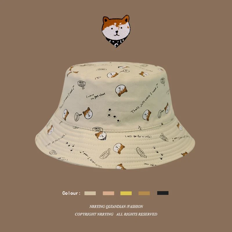 日系可爱卡通渔夫帽女夏季韩版时尚百搭学生盆帽秋天遮阳帽子女