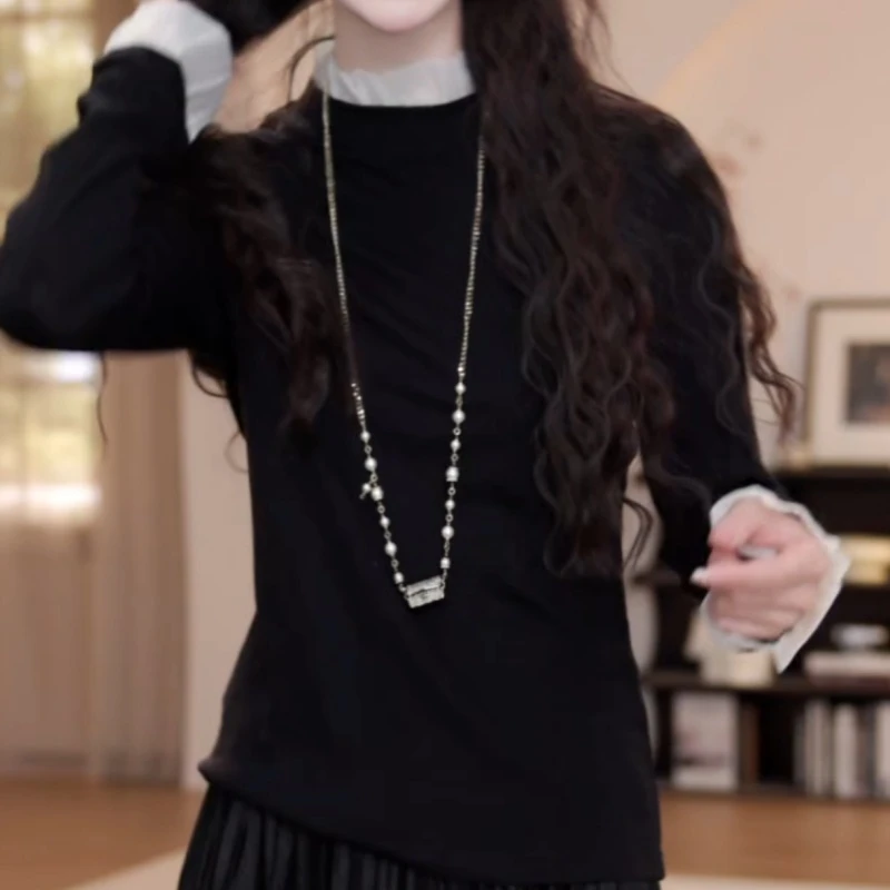 2025新款早秋新款拼接纯色长袖T恤LK2506247