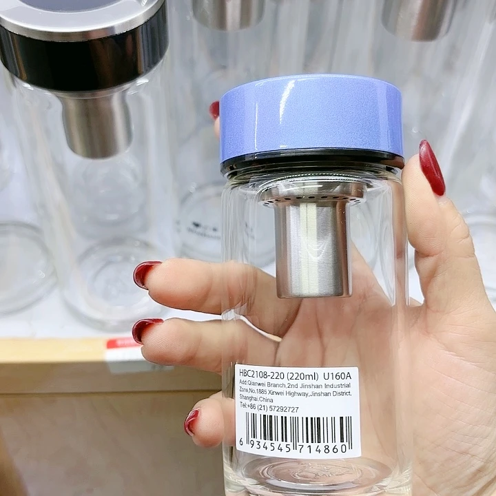 万象品牌玻璃杯单层u160A蓝色样品磨损