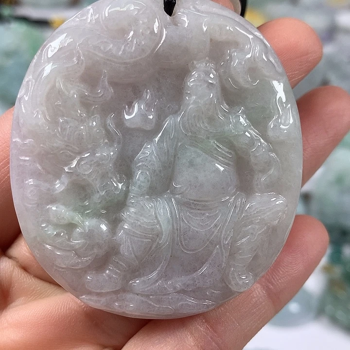 翡翠未镶嵌颈饰玉龙关二爷福利卡厚8+