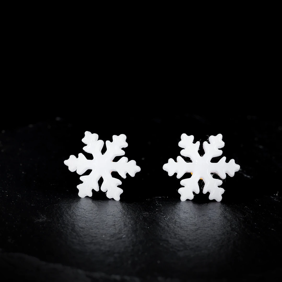 【小雨来了】18k金镶嵌和田玉白玉雪花耳钉 耳坠 多样性发一件