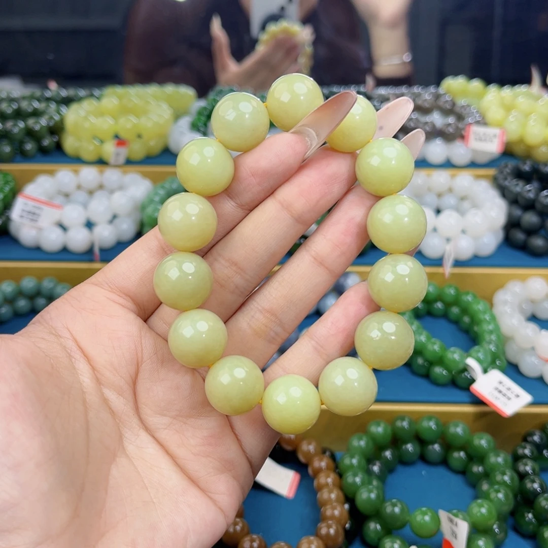 和田玉未镶嵌手链天然和田玉新疆若羌黄口手串16微瑕