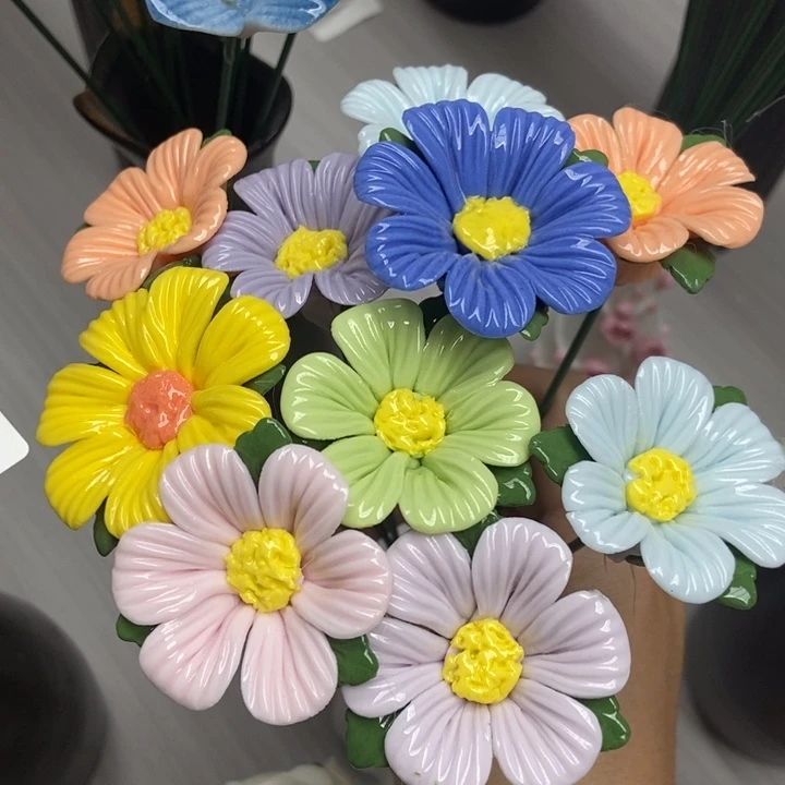 陶瓷手工制作陶瓷花10朵