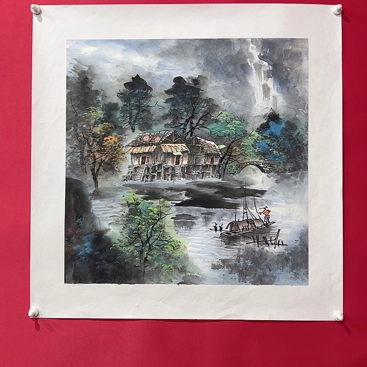 国画德胡戈三尺斗方山水