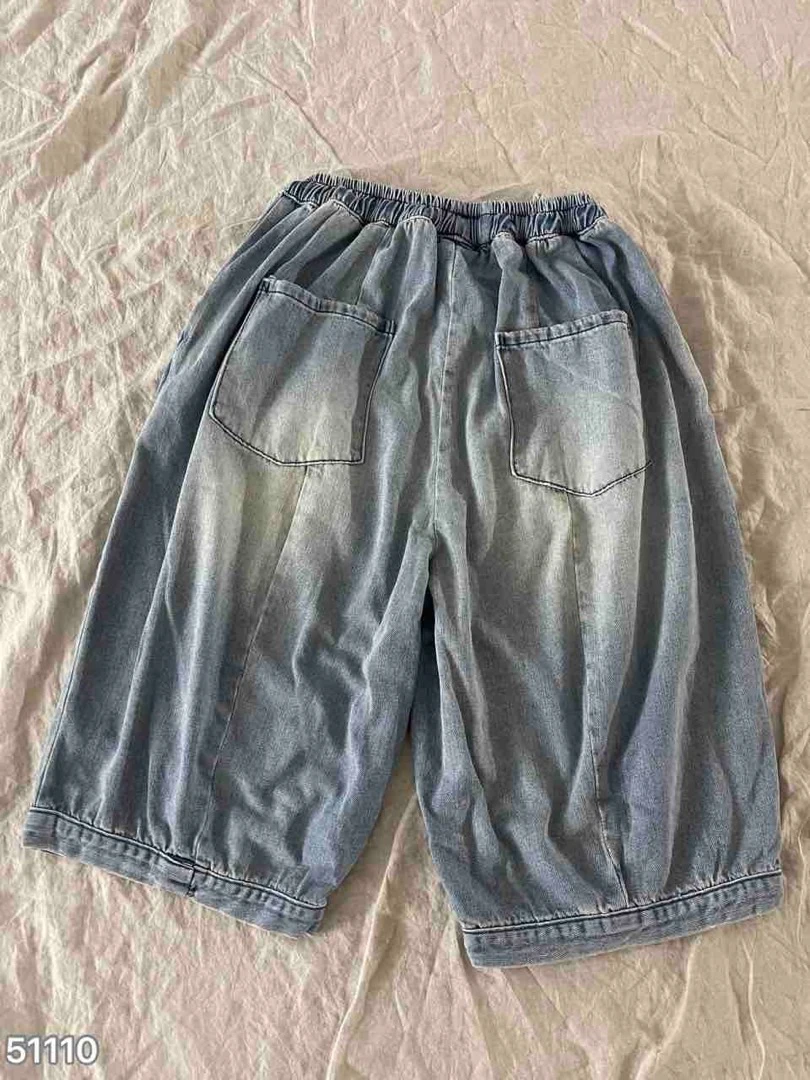 【木木新品】51110#灯笼牛仔中裤