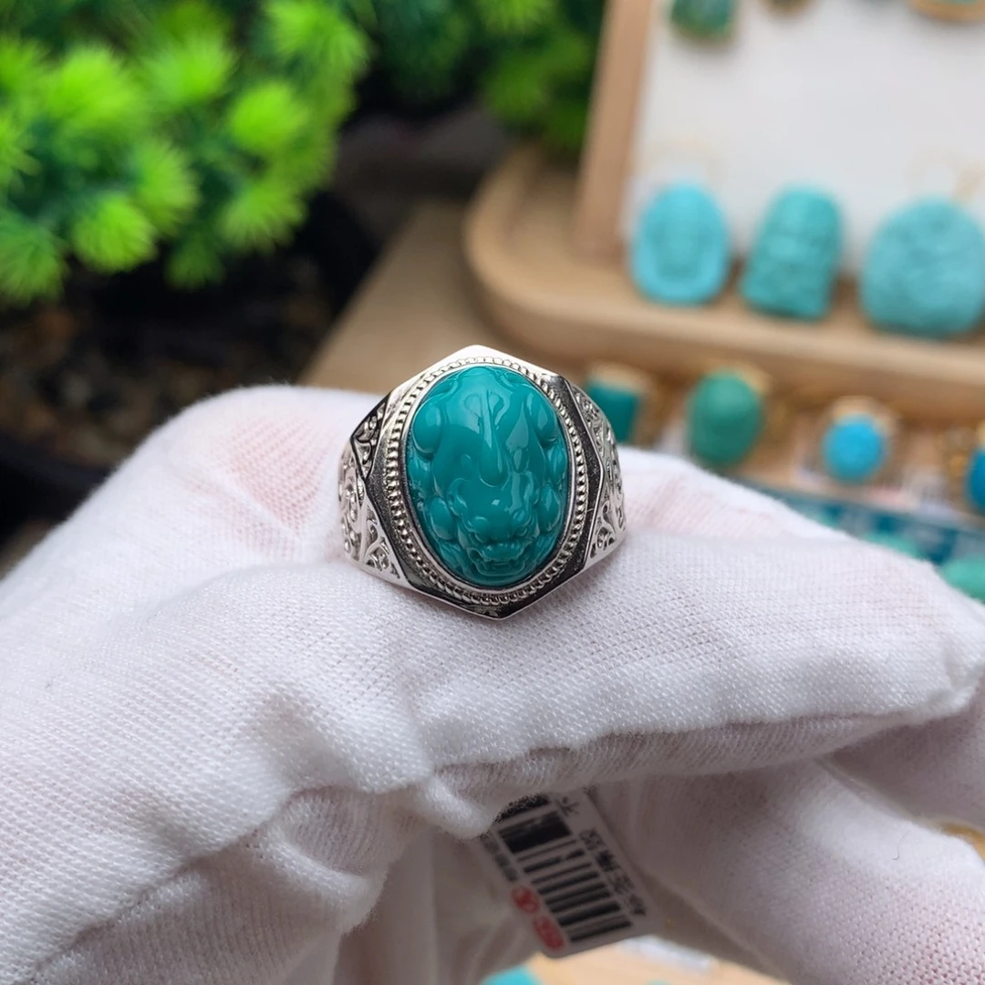 绿松石珠宝奇石银S925镶嵌