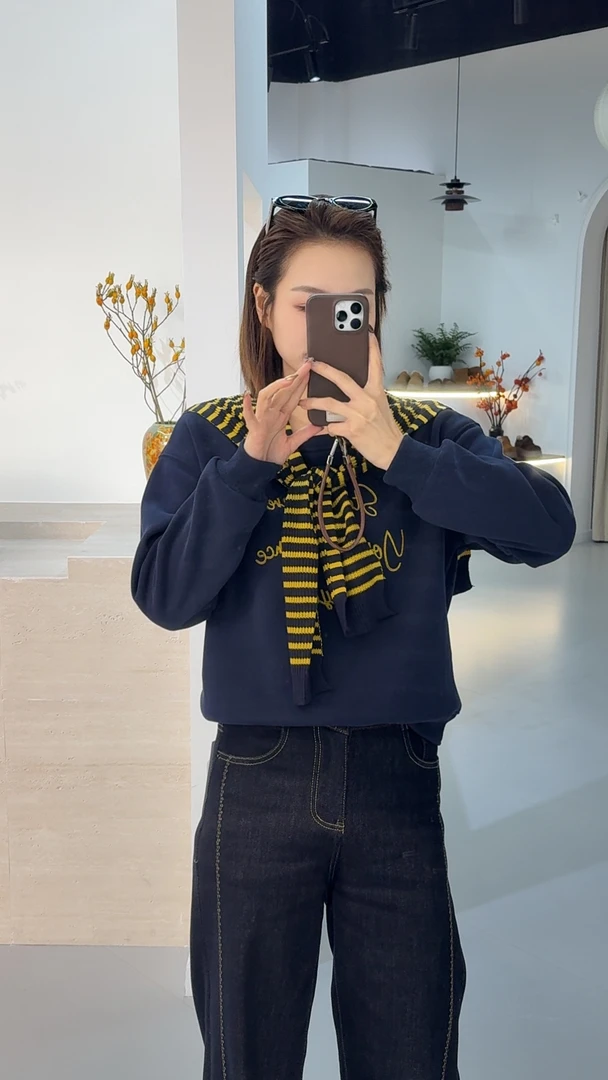 刺绣设计款加绒加厚短款小个子卫衣打底短款休闲百搭修身秋冬内搭