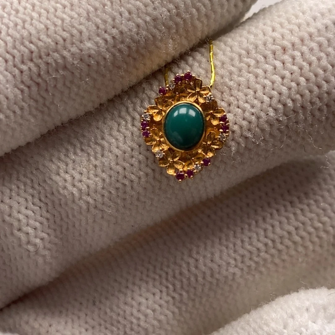 绿松石18K金镶嵌珠宝奇石A706