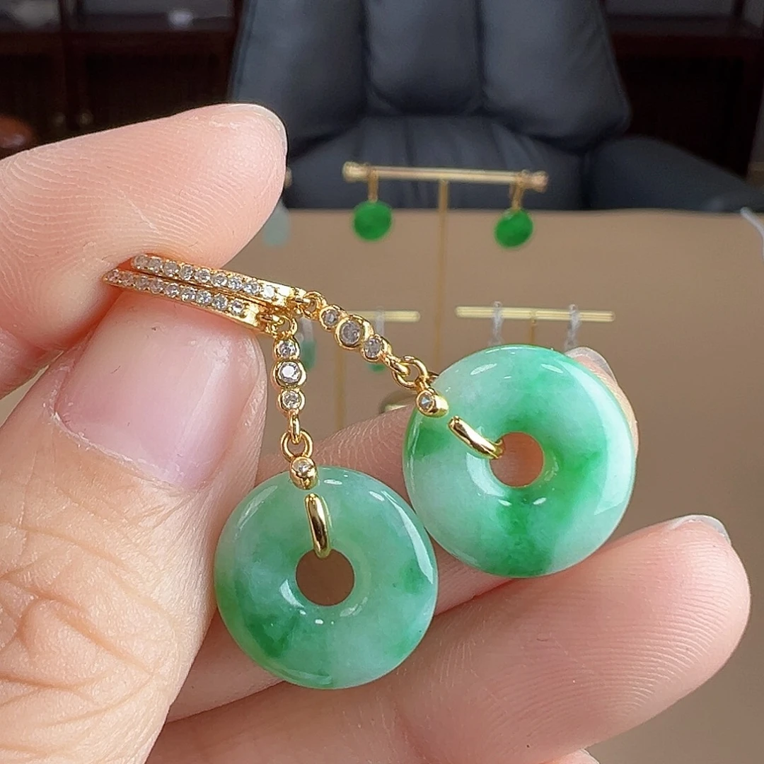 翡翠银S925镶嵌耳饰耳饰0