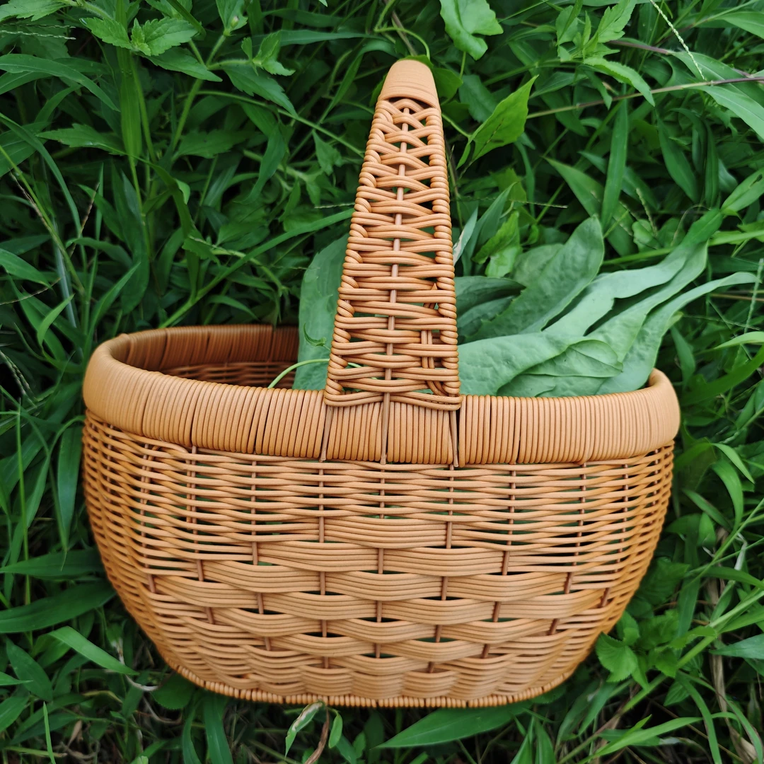 手工藤编织大号手提买菜篮户外野餐购物水果采摘收纳田园风家用