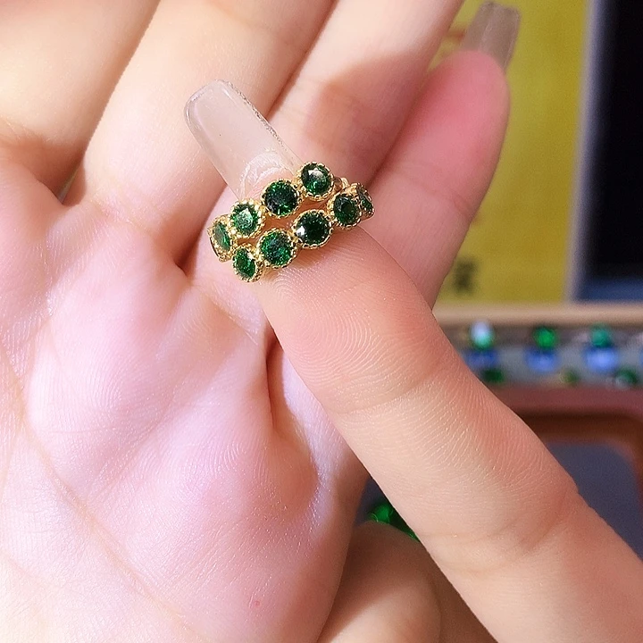 耳钉透辉石银S925镶嵌