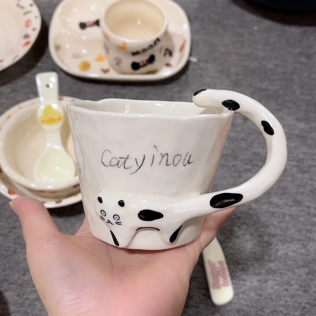 白猫杯子陶瓷餐具系列