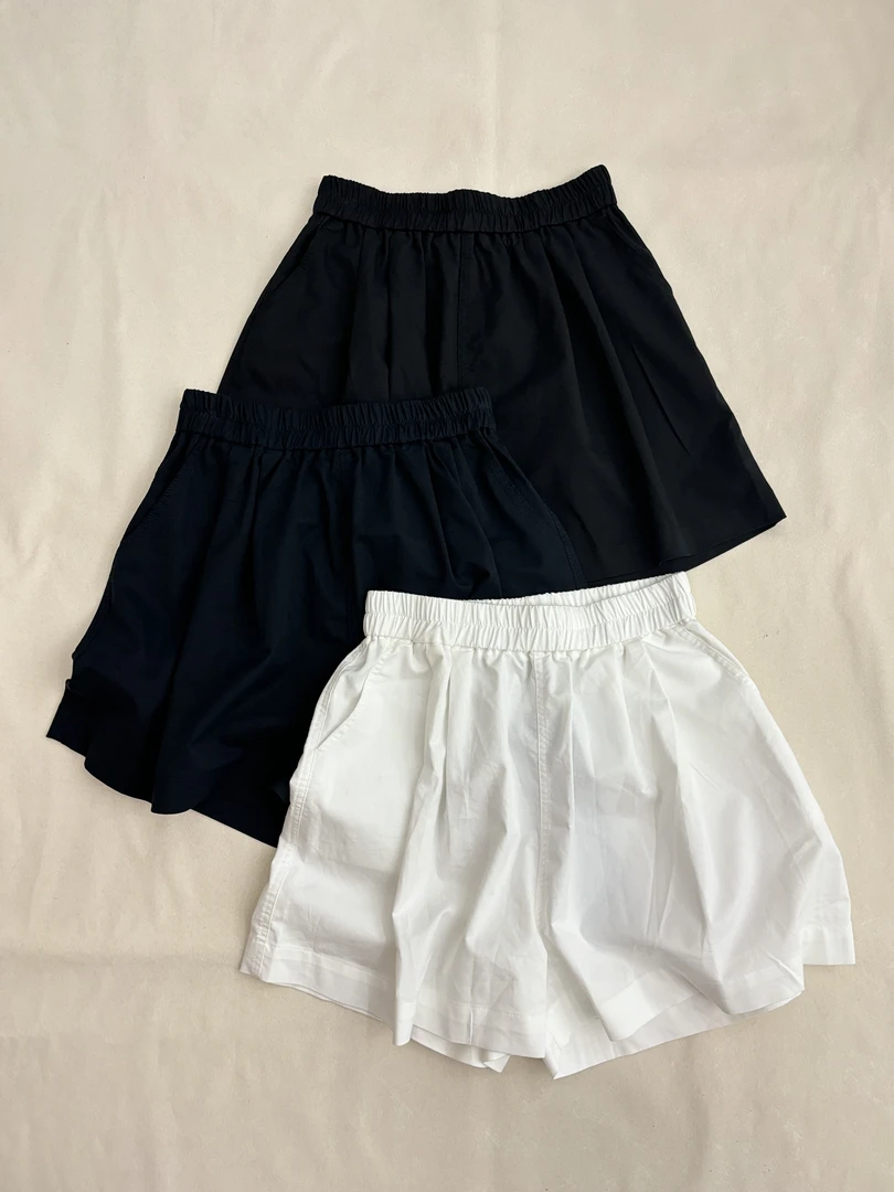 [王大一]219阔腿A形短裤女夏韩版宽松松紧高腰休闲显瘦裤
