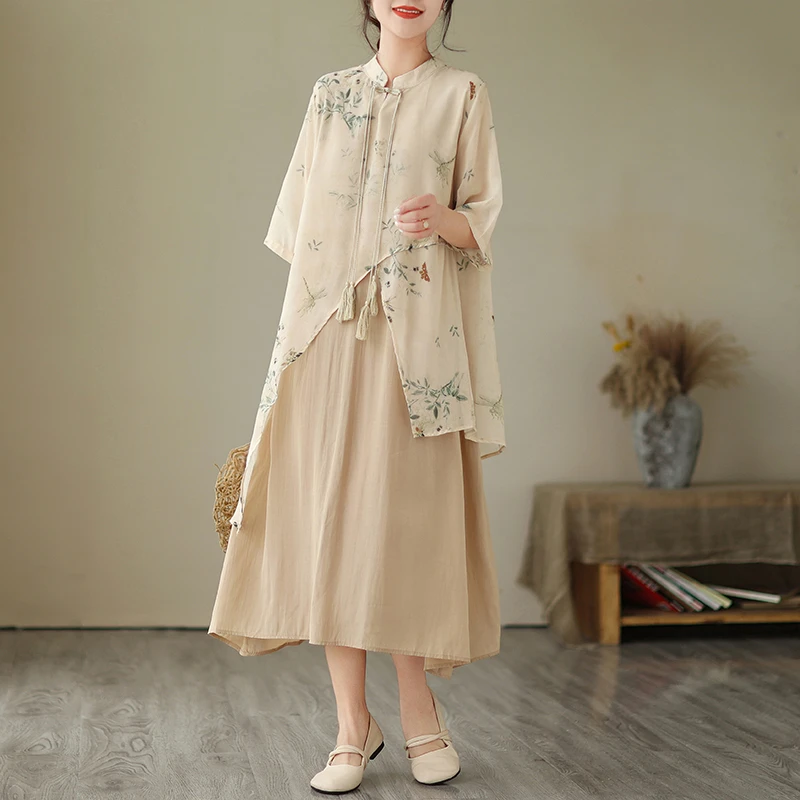 新中式连衣裙夏季大码女装裙子中年妈妈装夏装年轻