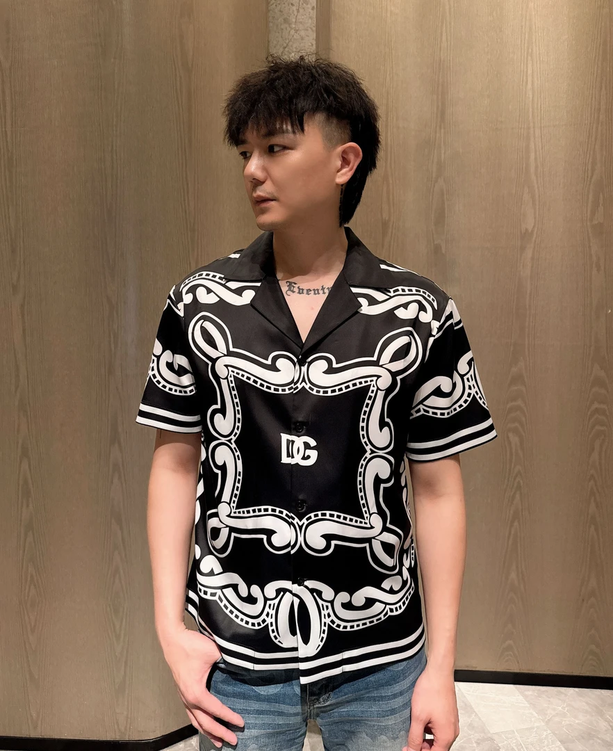 DR.GABBRALA/DG2025走秀款夏季高端男士醋酸面料百搭潮流衬衫C012