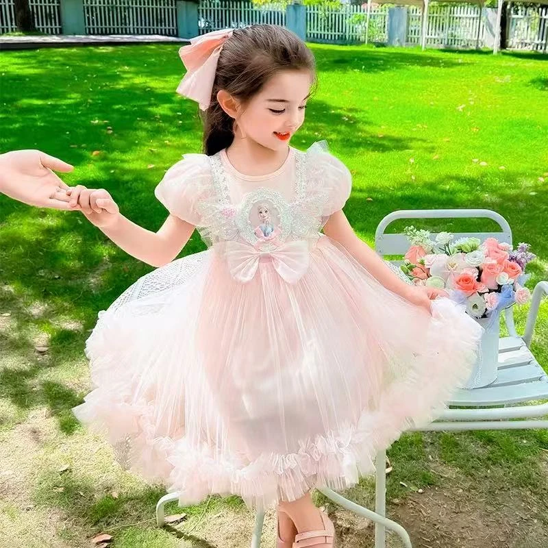 女童爱莎连衣裙夏季2025新款小女孩洋气艾莎公主裙童装蓬蓬网纱裙