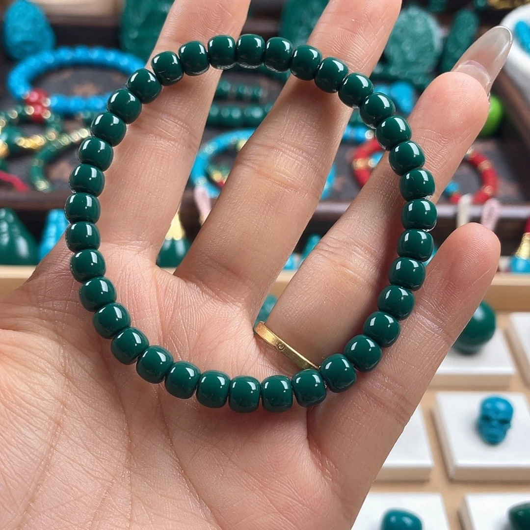 DIY琉璃平替配饰油绿色6mm老型单圈