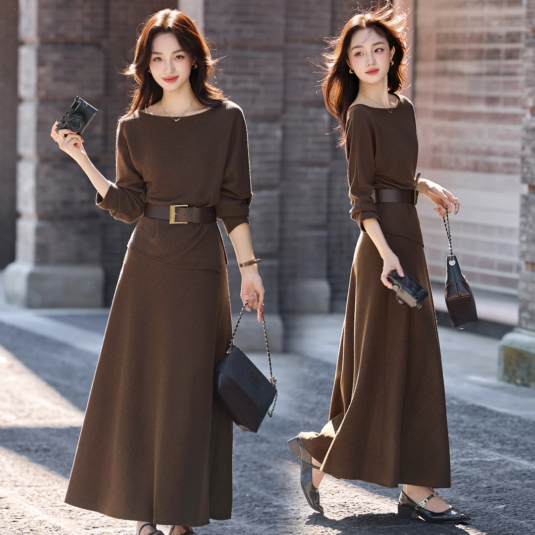 早秋时尚套装裙女2025超火穿搭一整套洋气收腰减龄半身裙两件套女