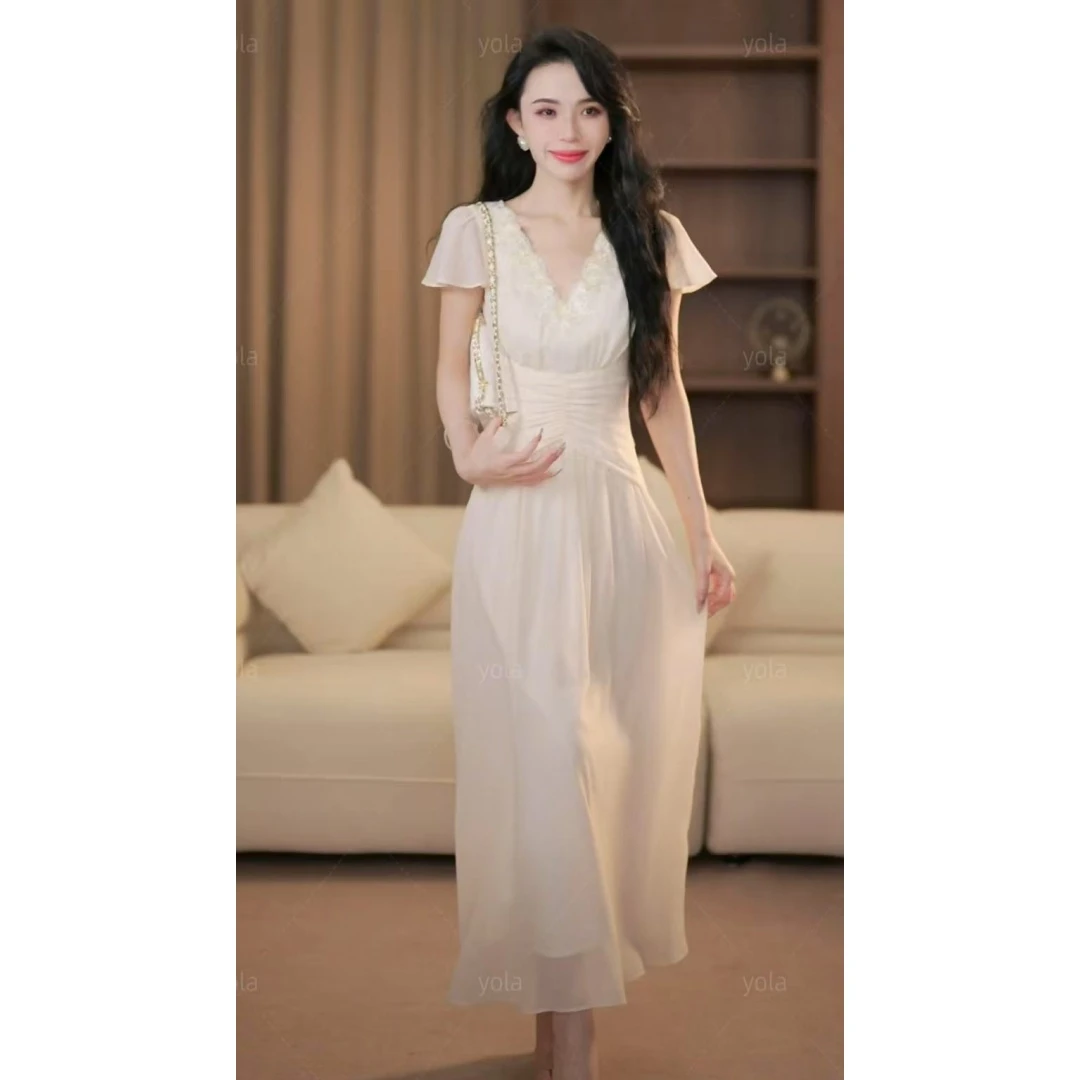 【yola】仲夏奢梦春季新款高级法式气质显瘦A摆连衣裙-YL11377