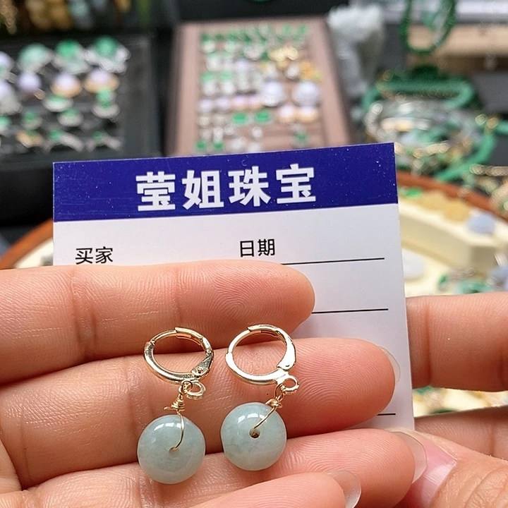 翡翠耳饰合金古珠耳扣