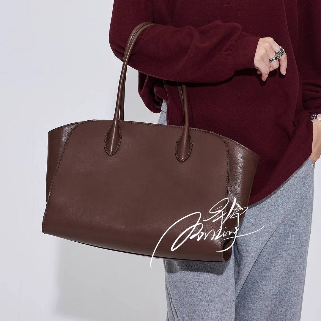 分界线马鞍皮marlo14单肩包大容量包身拉链电脑包差旅通勤牛皮包