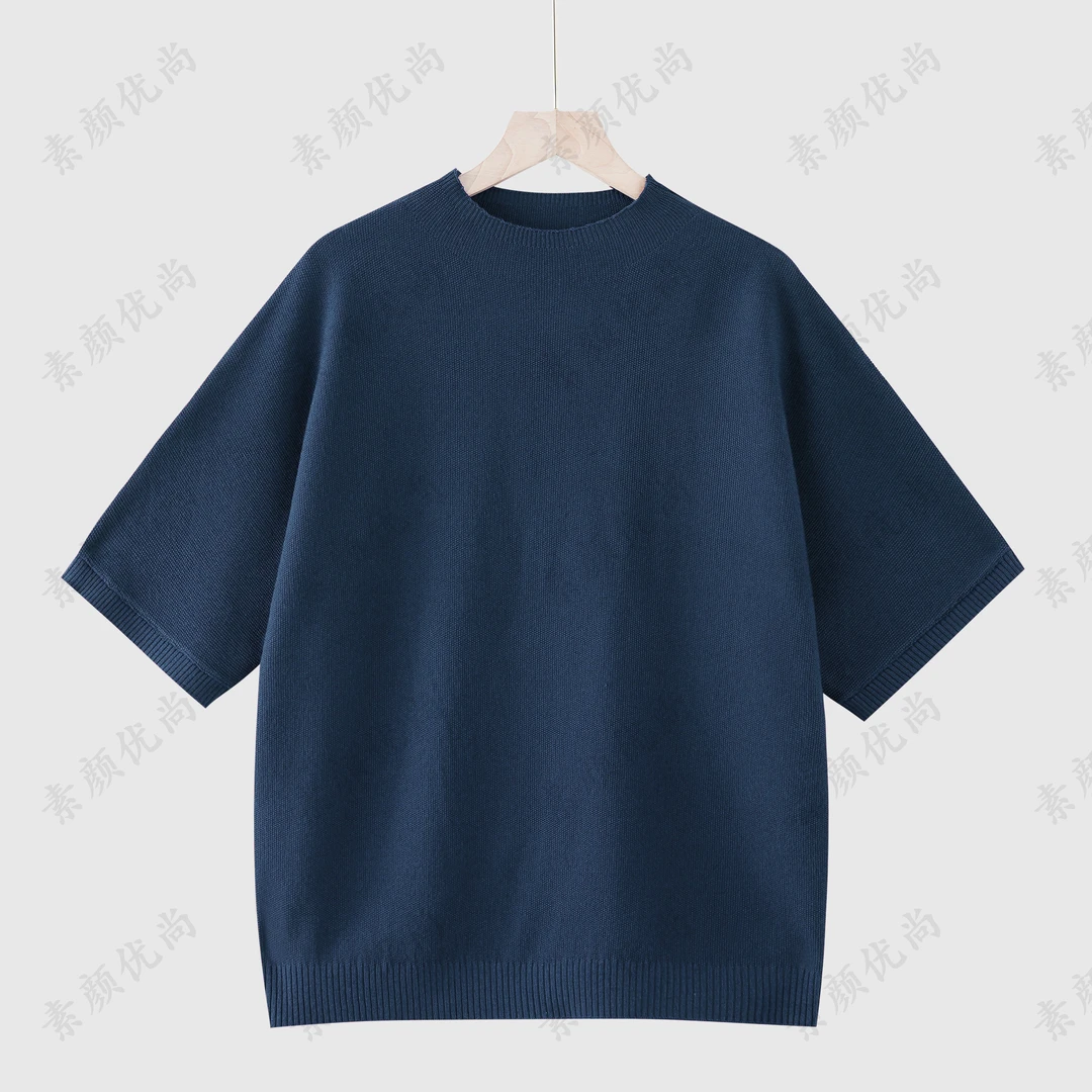 【素颜】2025新款经典简约百搭针织麻中袖上衣