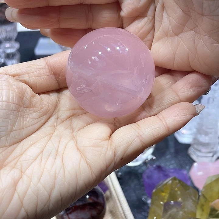 水晶球未镶嵌竹*粉晶球
