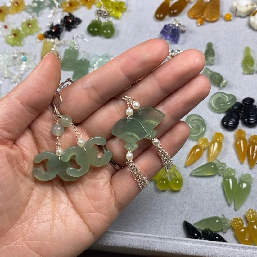 【闪购商品】蛇纹石玉挂件耳饰耳环项链未镶嵌