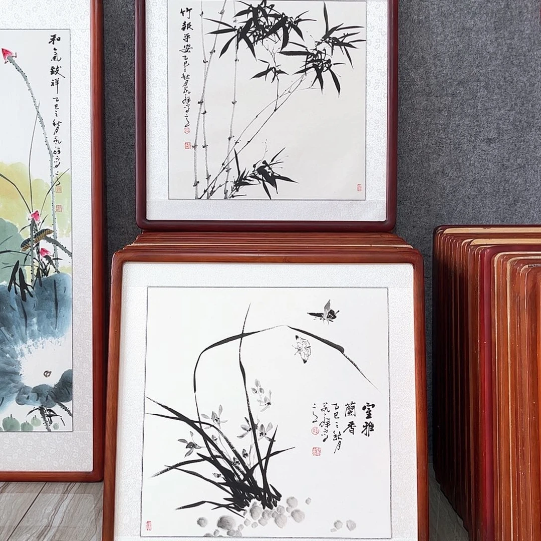 国画书画作品带框63×63
