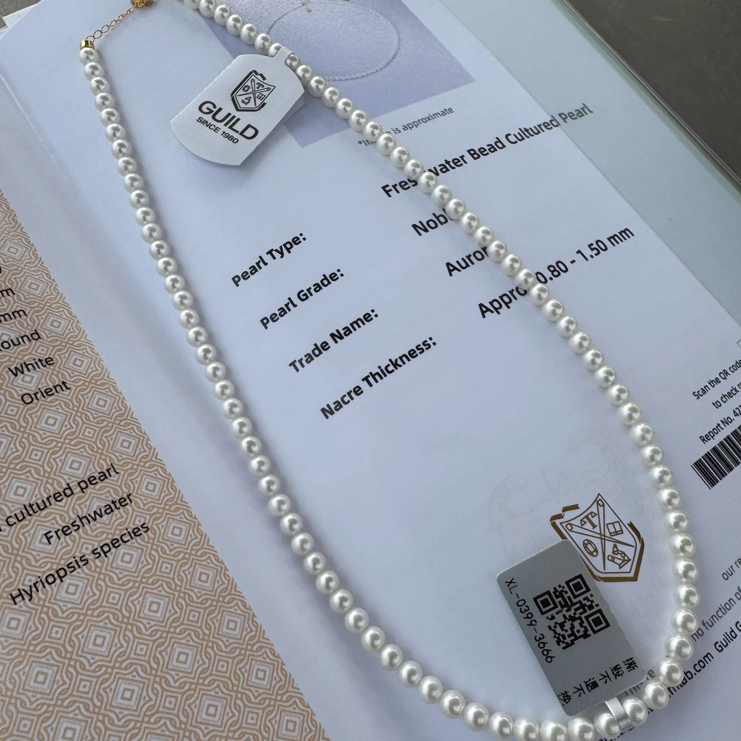 18K金  天然钻光BABY珍珠(带GUILD大证）小米珍珠4-5mm