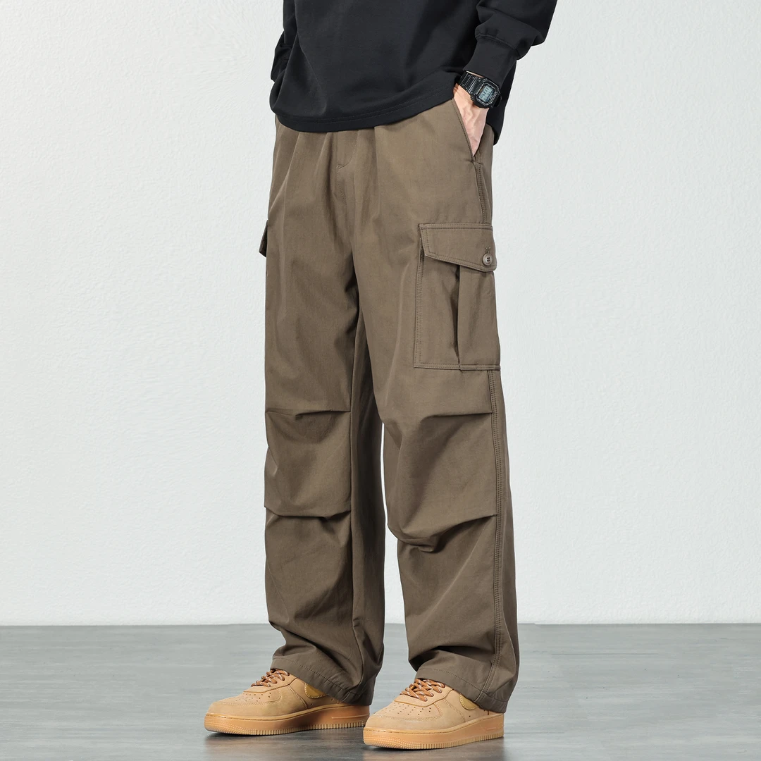 多口袋机能工装裤男2025秋冬新款休闲裤子宽松直筒阔腿百搭长裤男