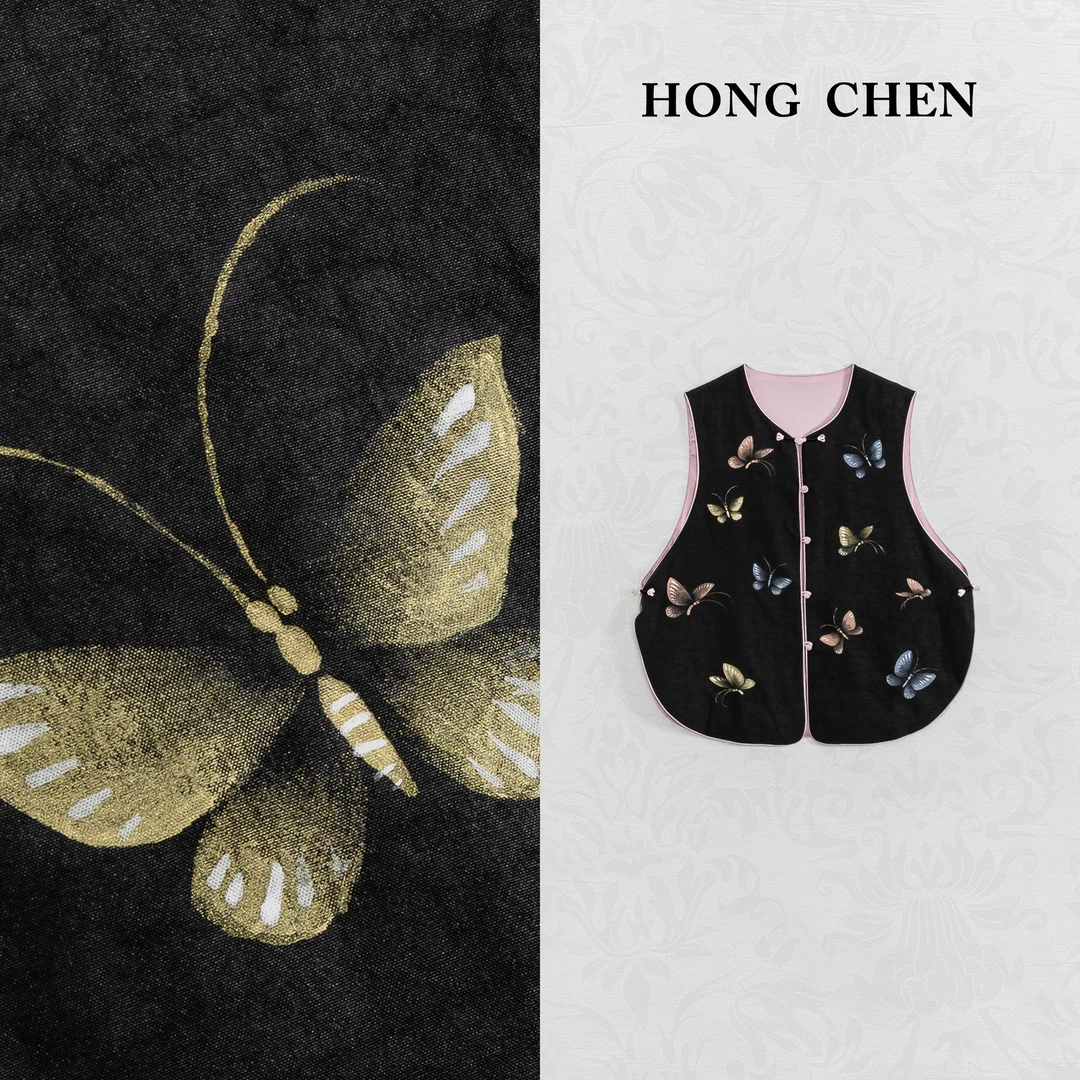 【虹辰·大师手绘香云纱】高端蚕丝百搭马夹高级时尚优雅舒服-HC1236
