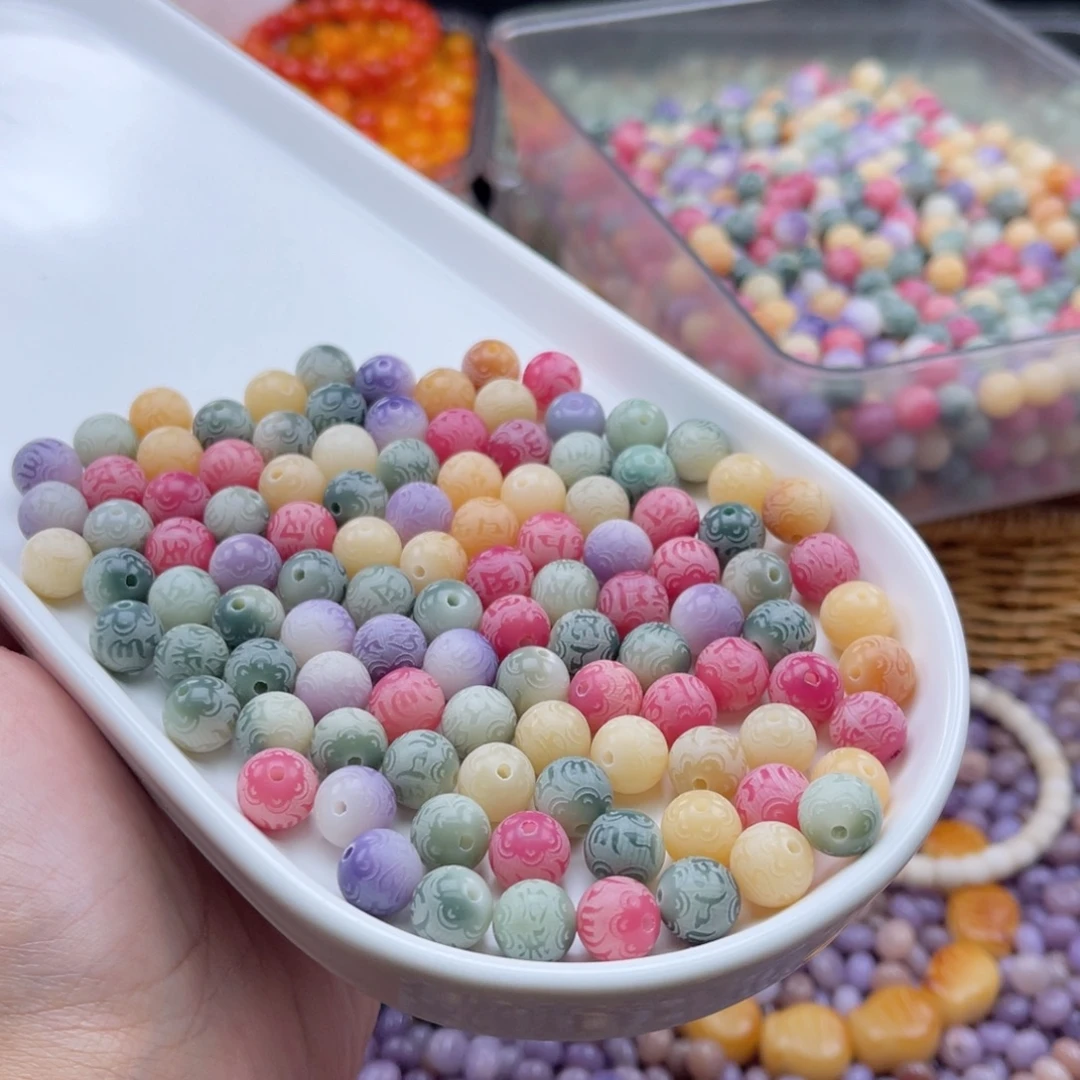 白玉菩提吊坠a10mm114颗  六字真言