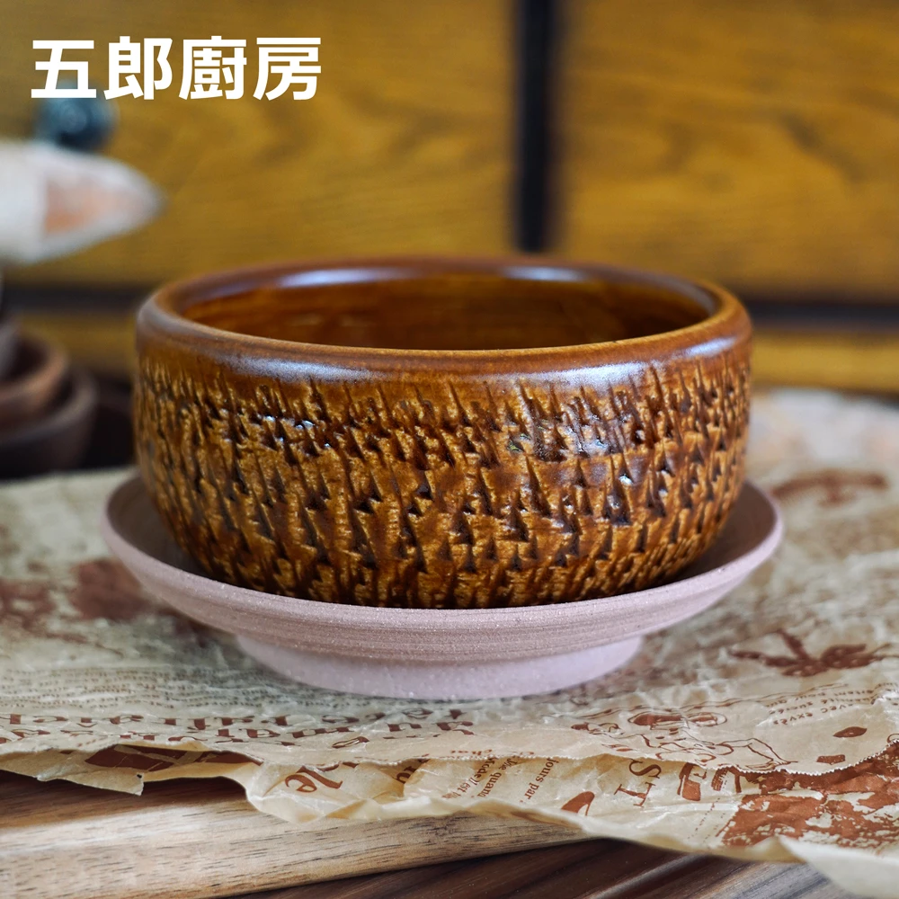 五郎 日本 万古烧作家款手造炖煮深锅 陶器 托盘 燃气用 手工手绘