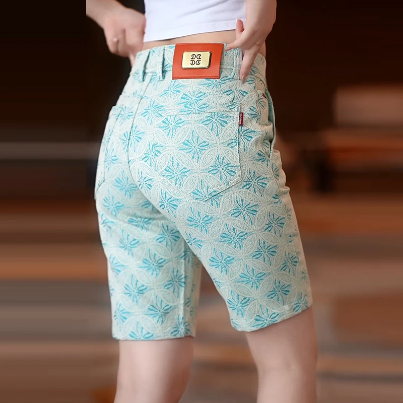 2025夏季新款高端男士休闲短裤修身直筒中年商务休闲印花五分中裤