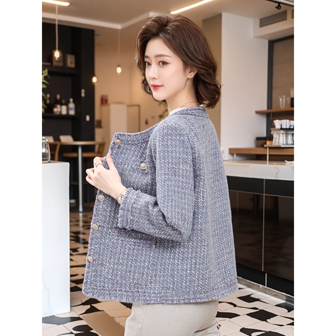 俞兆林妈妈春装洋气小香风外套2025新款中老年女装短款夹克上衣气