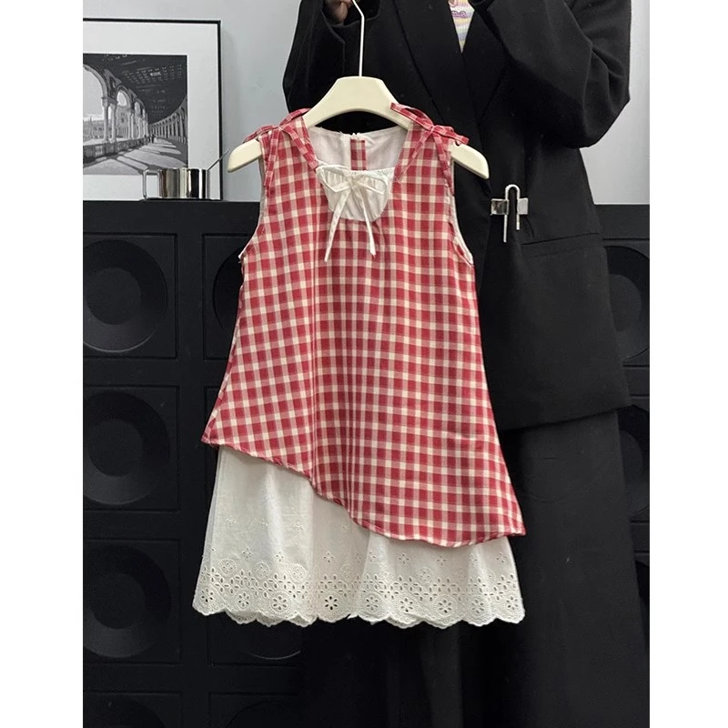 童装女童2025新款夏季连衣裙洋气时尚女宝宝儿童超好看格子背心裙