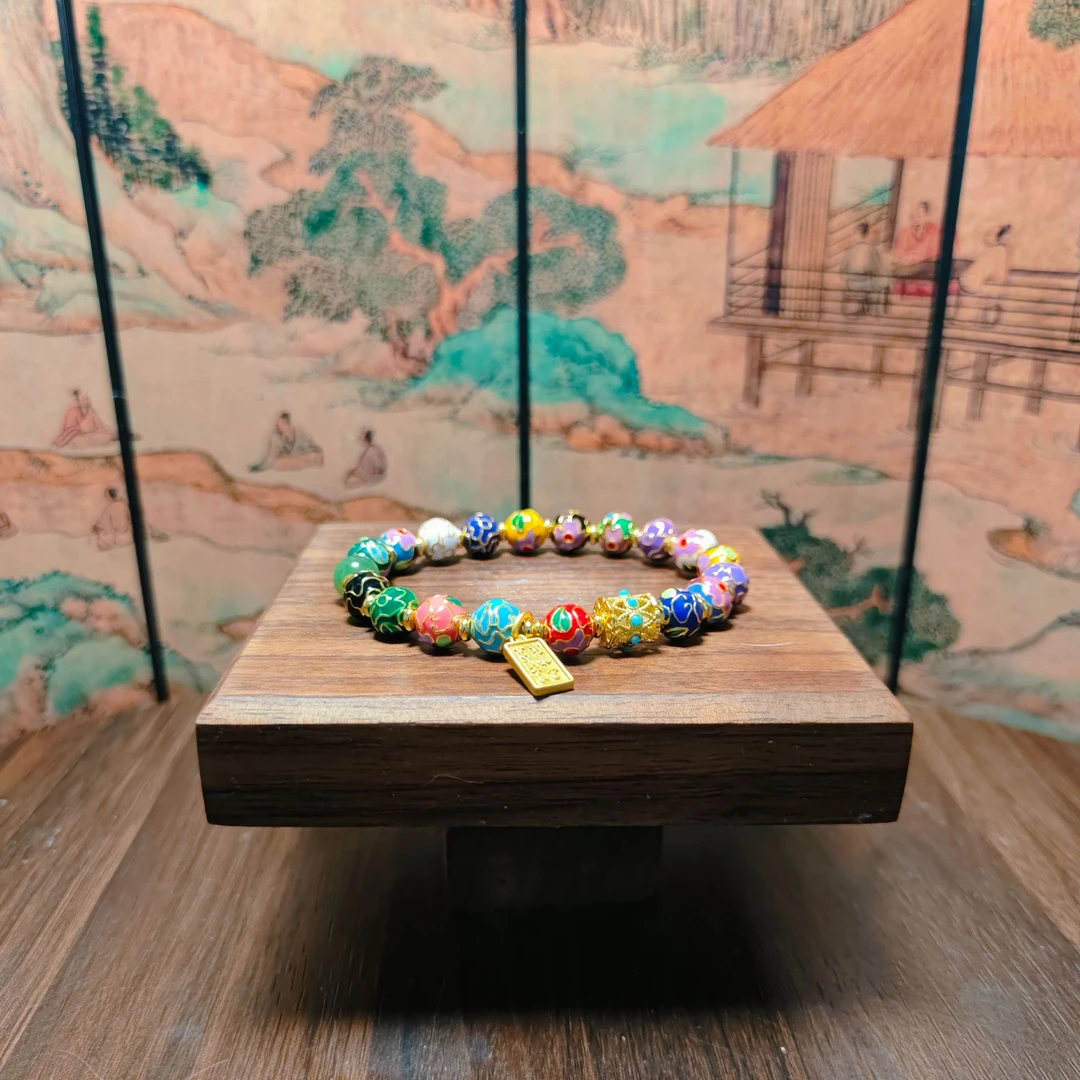 L和田玉珐琅圆珠手串