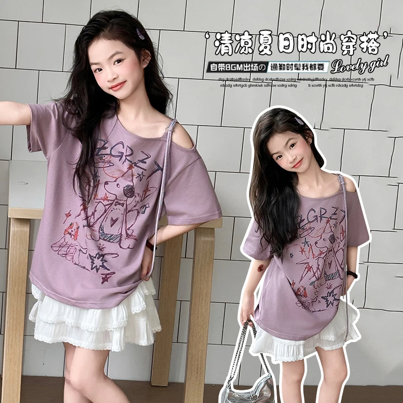 女童夏装洋气短袖套装2025新款儿童爆款时髦短裙潮流韩版大童女装