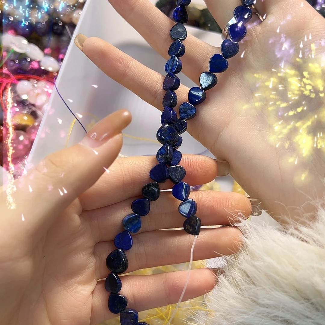 玛瑙/玉髓未镶嵌珠宝半成品青金爱心卡8一条