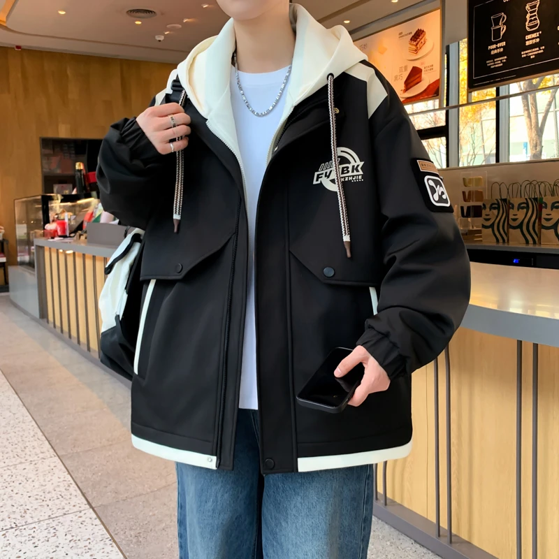 青少年学生休闲时尚夹克外套男春秋款舒适潮流时尚百搭帅气外套男