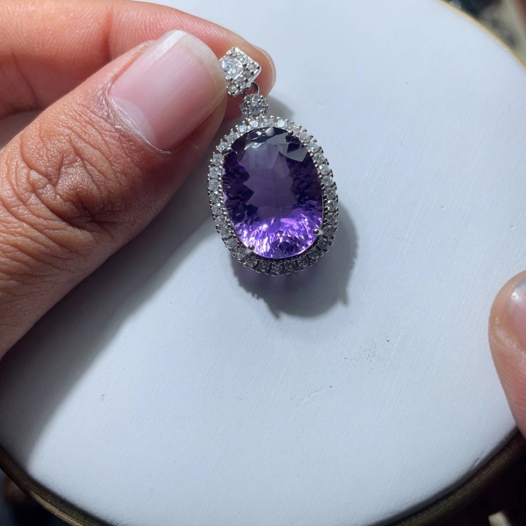 银S925镶嵌水晶吊坠(不含链)