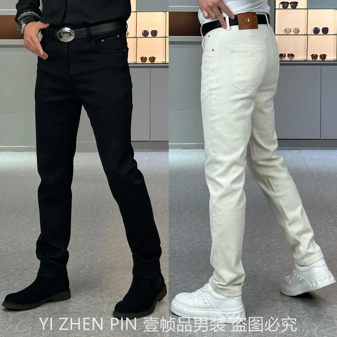 【壹帧品】防褪色莱赛尔高弹牛仔裤秋冬季修身百搭男士牛仔长裤