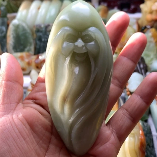 毛***仰蛇纹石玉未镶嵌岫玉手把件