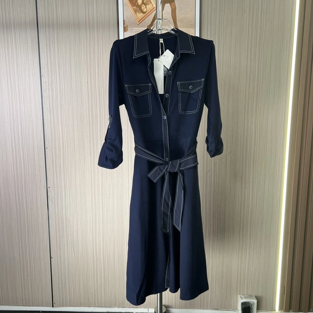 6207撤柜LD秋季2025复古收腰明线新款翻领工装连衣裙裙子