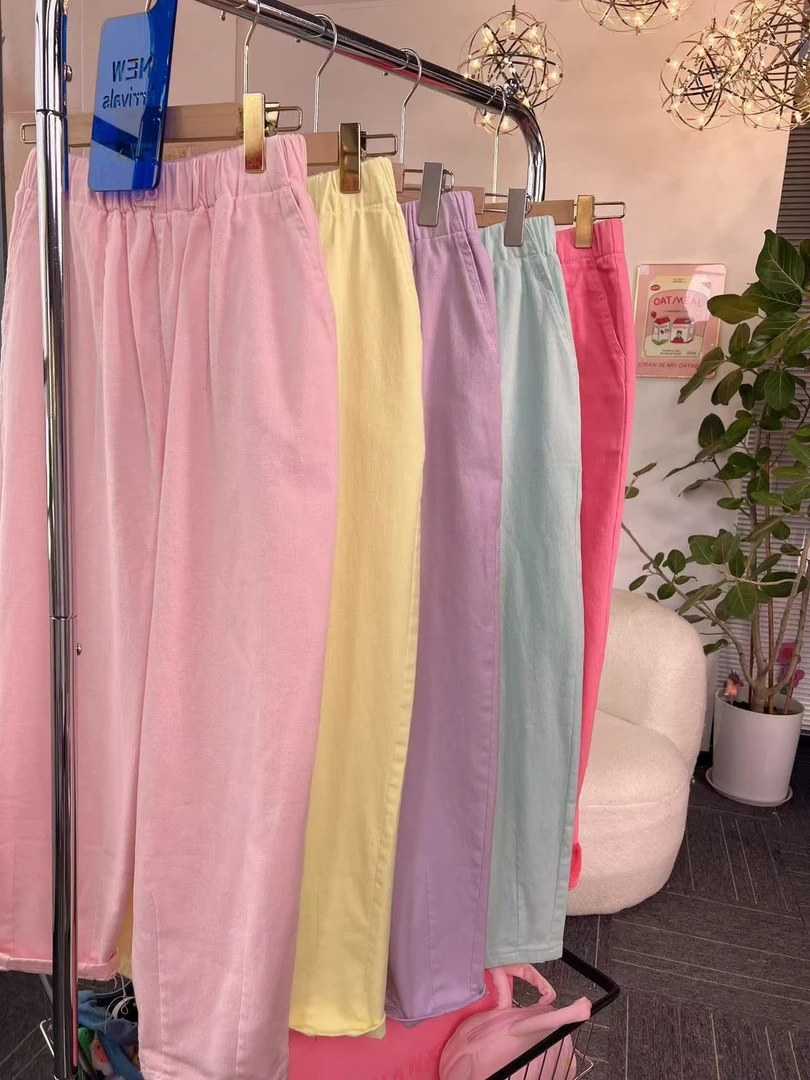 【纯熙+】9967早春新款马卡龙色系萝卜裤女韩版宽松百搭松紧腰