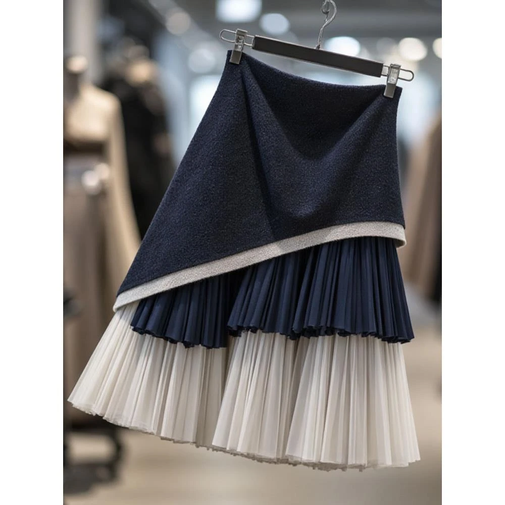 韩版气质时尚中长裙子2025春夏新款设计感名媛风收腰漂亮半身裙女